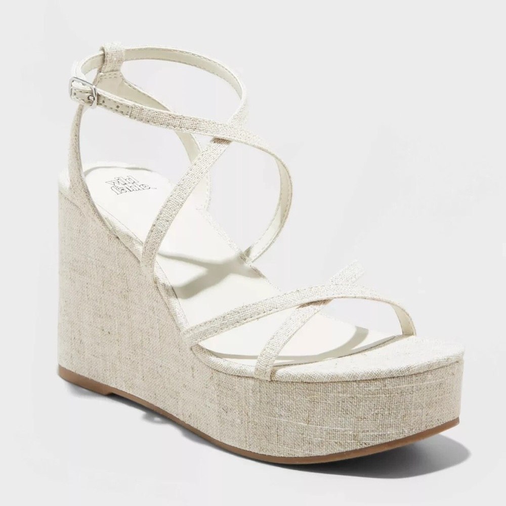 NWT Wild Fable Ronnie Strappy Platform Wedge Heels Sz 6, Natural Summer